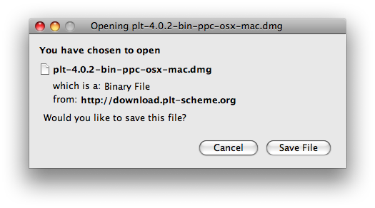 Macintosh download dialogue